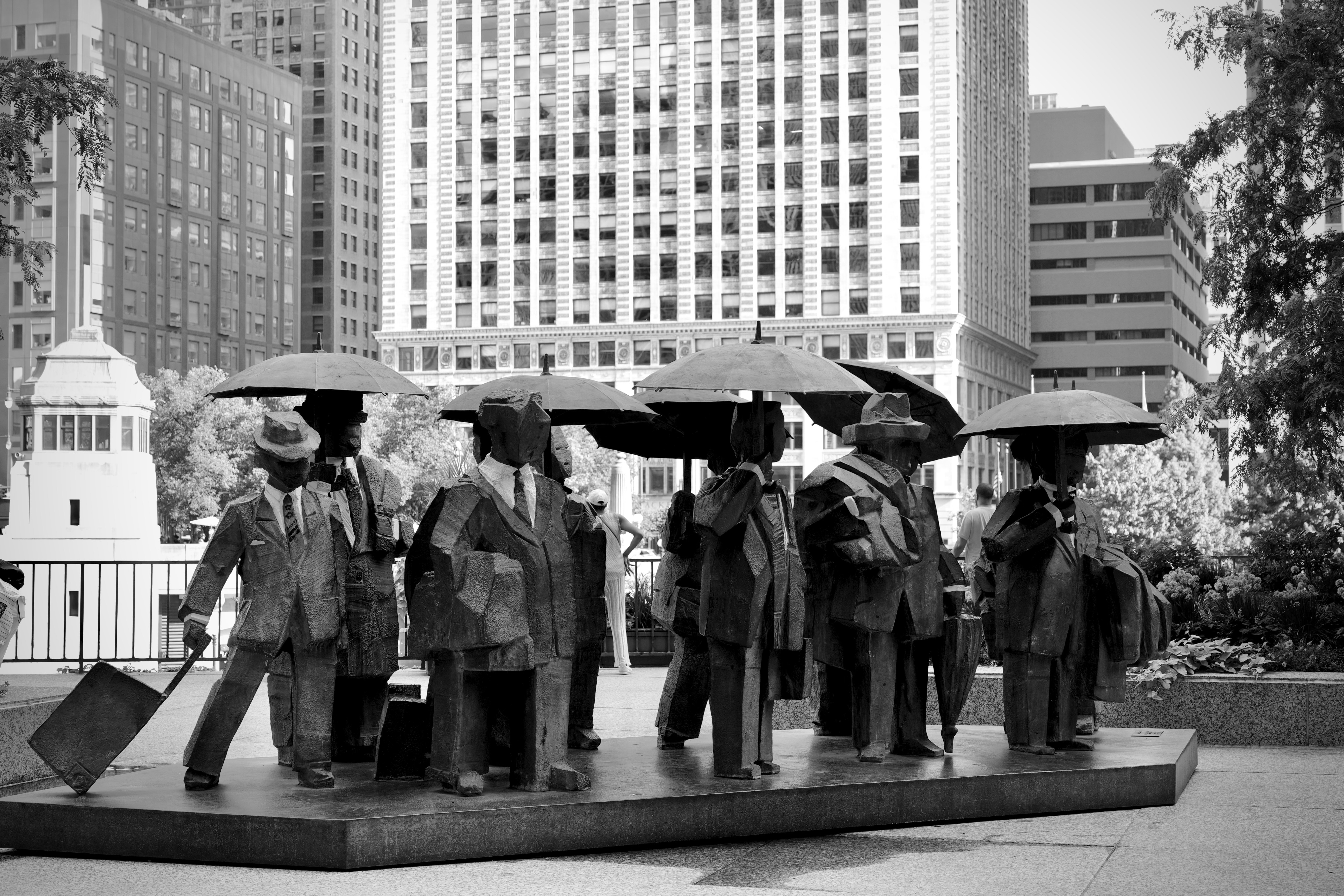 The Gentlemen Statues in AMA Plaza in Chicago, Illinois
